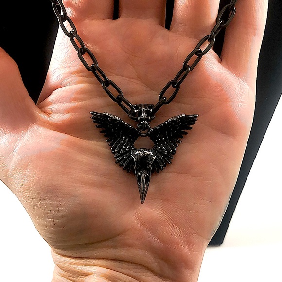 Stainless Steel Crow Pendant - Picture 5 of 8